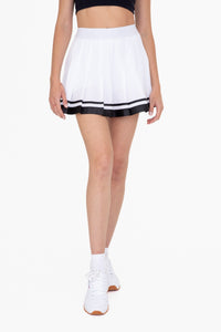 White/Black Stripe Pleated Tennis Skirt
