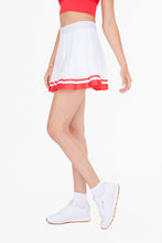 White/Hibiscus Stripe Pleated Tennis Skirt