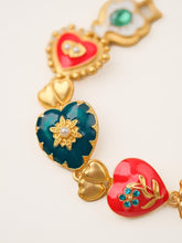 18K Gold-Plated Baroque Heart Multi-Color Bracelet