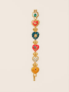 18K Gold-Plated Baroque Heart Multi-Color Bracelet