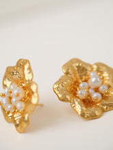 18K Gold-Plated Floral Studs with Petite Pearls