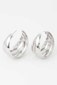 Silver Bulky Double Hoop Earrings