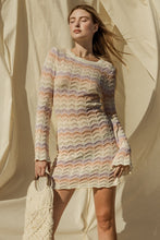 Ivory Multi Round Neck Bellsleeve Sweater Dress