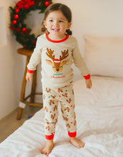 Beige Reindeer Christmas Long Sleeve Pajamas Set