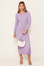 Purple 2 Tone Ribbed Midi Dress