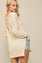 Oatmeal Illusion V Front Pointelle Sweater