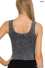Ash Black Washed Ribbed Cropped Scoop Neck Tank Top
