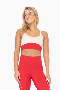Red/Nude Open Back Color Block Sports Bra