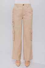 Khaki Linen Parachute Pants With Side Pockets