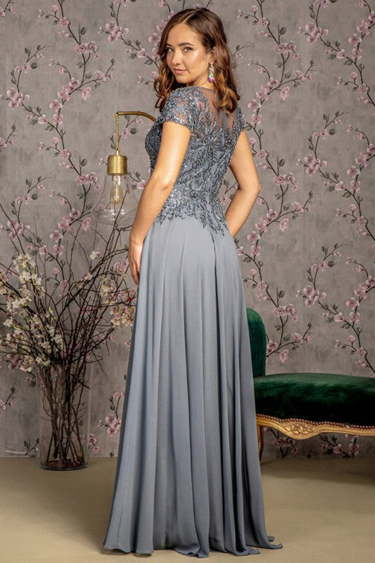 Charcoal Embroidery/Sequin Illusion V-Neck A Line Mob Dress – Aquarius Brand
