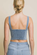 Lt.Blue Denim Cropped Vest Top with Buttons