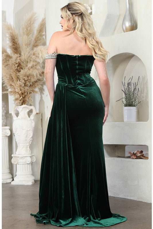 Hunter Green Fringed Jewel Sleeve Bustier Top Velvet Dress Aquarius Brand Hunter Green Fringed Jewel Sleeve Bustier Top Velvet Dress Aquarius Brand