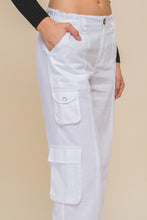 White Linen Parachute Pants With Side Pockets