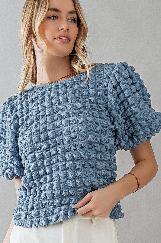 Feeling Blue Textured Top
