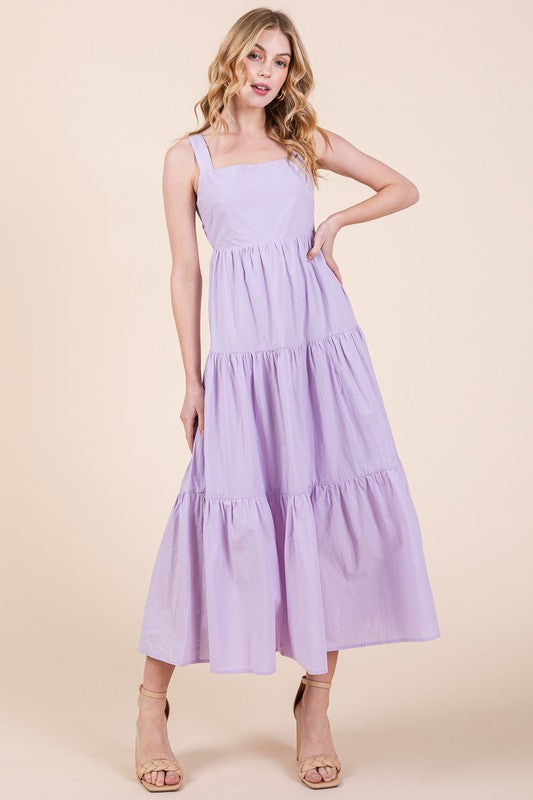 white christmas dresses Angel Maternity Natalie Maternity Ruffled Neckline Eyelet Dress in Lilac main image 1