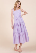 Lilac Cotton Poplin Tiered Midi Dress