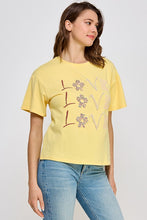 Yellow Rhinestone Detail Graphic T Shirt