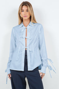Chambray Bow Tie Details Shirt