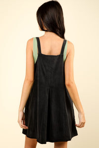 Black Deep V-Neck Comfy Knit Mini Dress W/ Shorts Inside