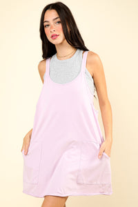 Orchid Deep V-Neck Comfy Knit Mini Dress W/ Shorts Inside
