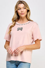 Pink Rhinestone Detail T Shirt