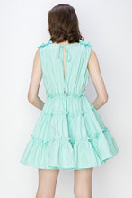 Aqua V-Neck Ruffled Mini Dress