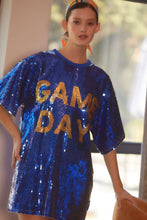Royal Blue Round Neck Sequin Game Day Letter Tunic Top