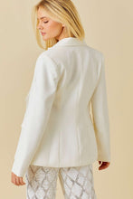 White Sequin Fringe Trim Solid Blazer Jacket