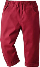 Burgundy Toddler Baby Boy Pull On Cargo Pants Overall Chino Trousers Athletic Jogger Sweatpants
