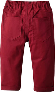 Burgundy Toddler Baby Boy Pull On Cargo Pants Overall Chino Trousers Athletic Jogger Sweatpants