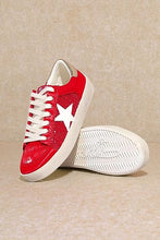 Red Rubber Sole Lace-Up Glitter Leather Star
