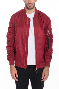 Burgundy Weiv Men's Casual MA-1 Flight Lined Bomber Jacket