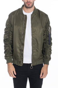 Olive Weiv Men's Casual MA-1 Flight Lined Bomber Jacket