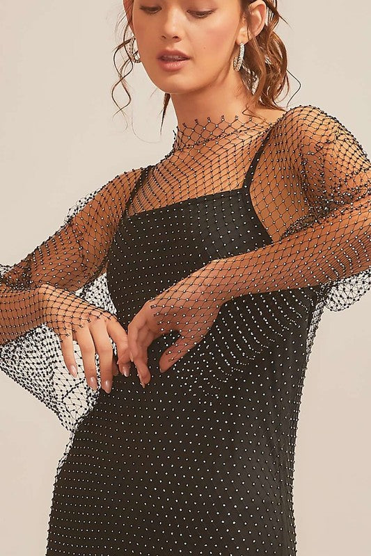 slim fit dress slacks Sparkly Catch Sleeveless Sequin Fishnet Mini Dress main image 0