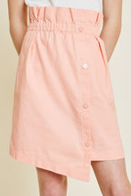 Light Pink Kids Asymmetrical Snap Button Paperbag Skirt