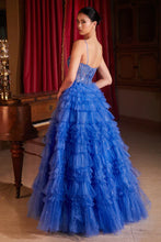Deep Blue Ruffled Layered Ball Gown