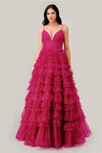 Fuchsia Ruffled Layed Tulle Ball Gown