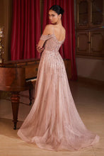 Rose Champagne Embellished A-Line Tulle Gown