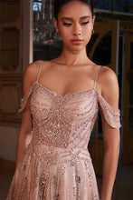 Rose Champagne Embellished A-Line Tulle Gown