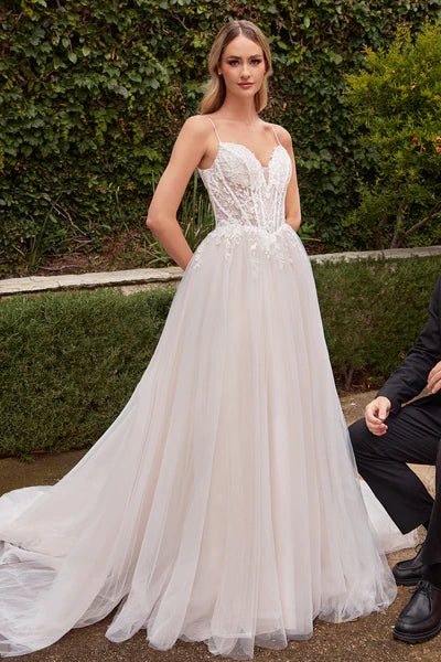 Off White Lace & Tulle A-Line Wedding Dress