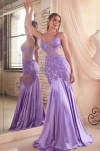 Lavender Glitter & Lace Mermaid Gown
