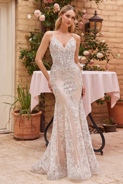 Off White Nude Fit & Flare Embellished Wedding Gown