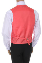 Coral Men's Plain Satin Vest, Solid Colors With Tie Set
