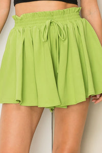 Green My Flare Paper Bag Waist Shorts