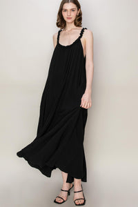 Black Love Frill A-Line Maxi Dress
