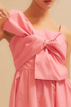 Pink Front Tie Knot Back Zipper Ruffle Solid Dress