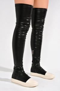 Black Womens Thigh High Over Knee Sneaker Boots