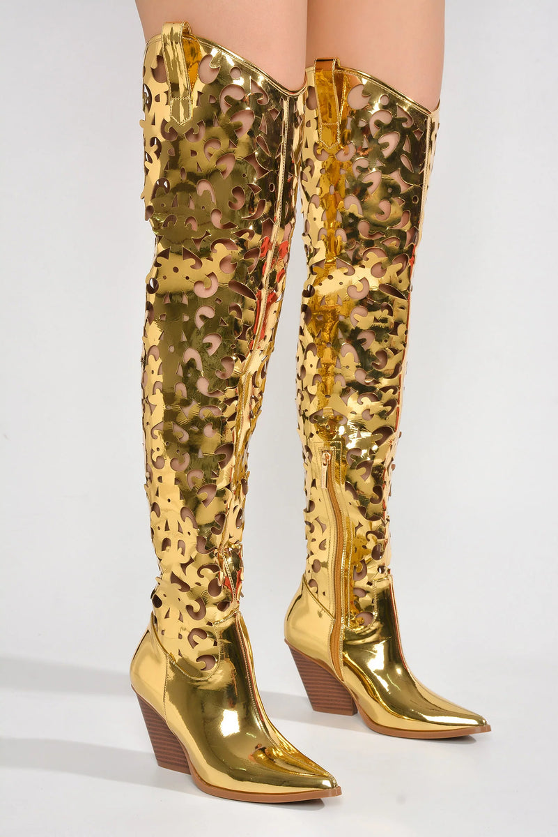 Cheap sales gold boots