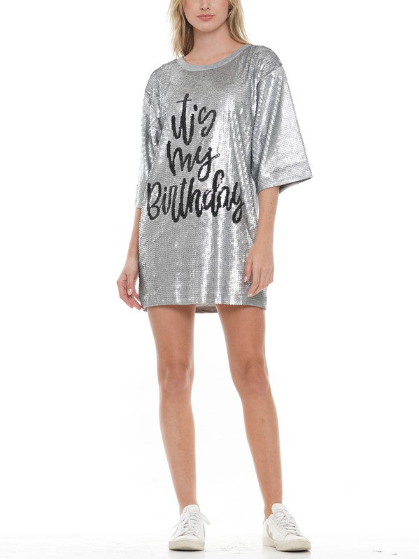 silver glitter t shirt dress White Sequin Embellished T-shirt Dress