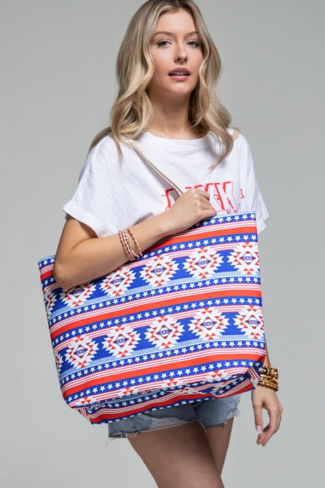 Americana Ethnic Print Tote Bag